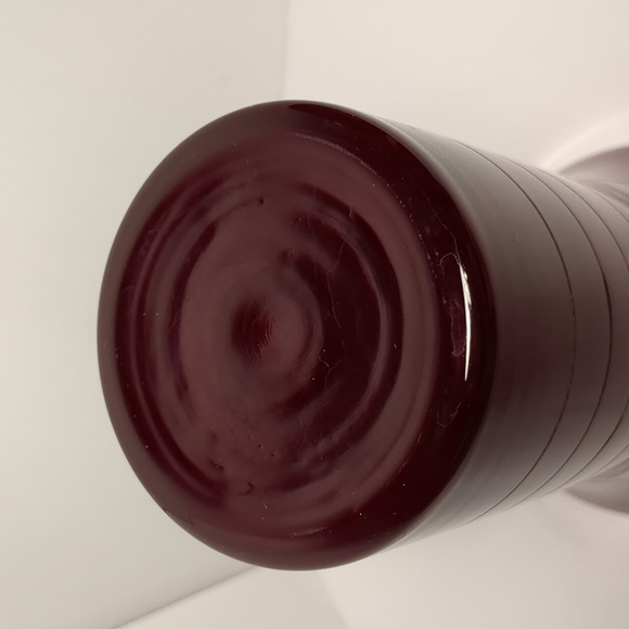 Tall ruby red glass vase with  etched horizontal stripes. - Picture 4 of 4